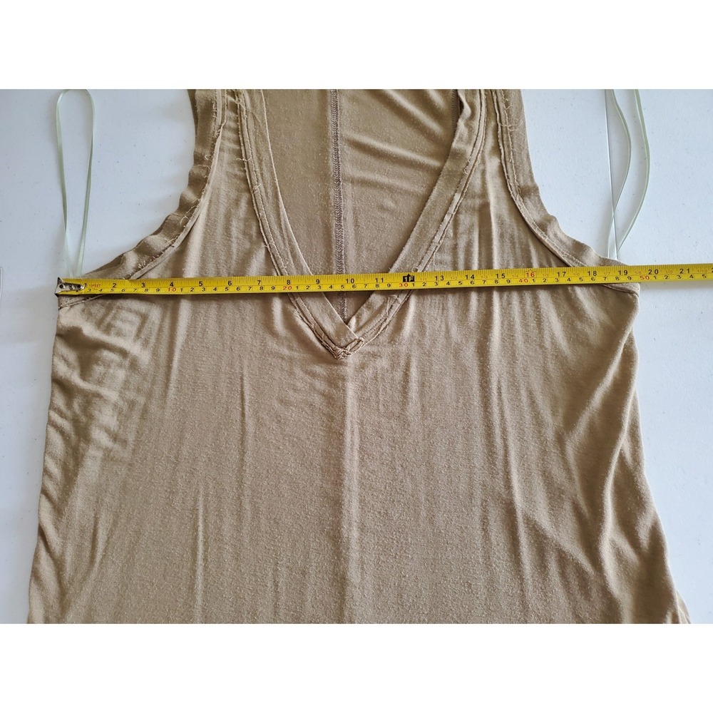 Free People Tan V-Neck Raw Edge Easy Tank Top OB1194459 Medium Stretch - Picture 8 of 10
